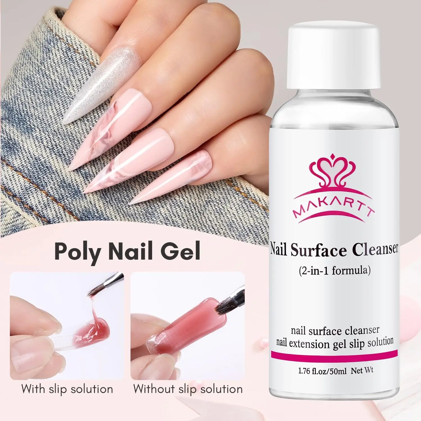 Makartt Poly Nail Gel Kit: 6 Nude Colors Solid Builder 15ML for Extension Enhancement Set with Slip Solution Base Top Coat Dual
