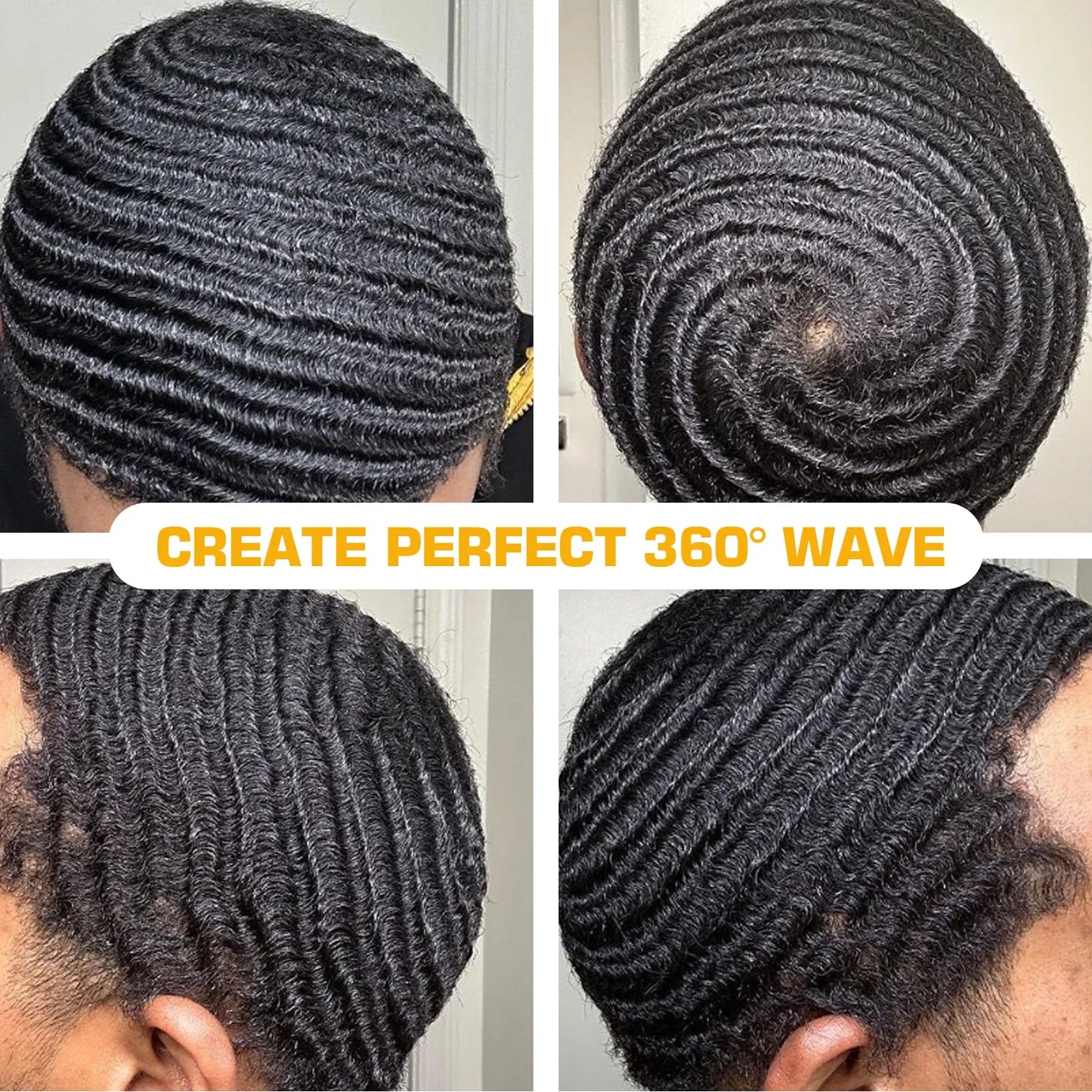 360 Style Wave Control Pomade Strong Hold Deep Waves Layered Gel with Brush Kit Wavy Grease Styling Wax for African Black Men
