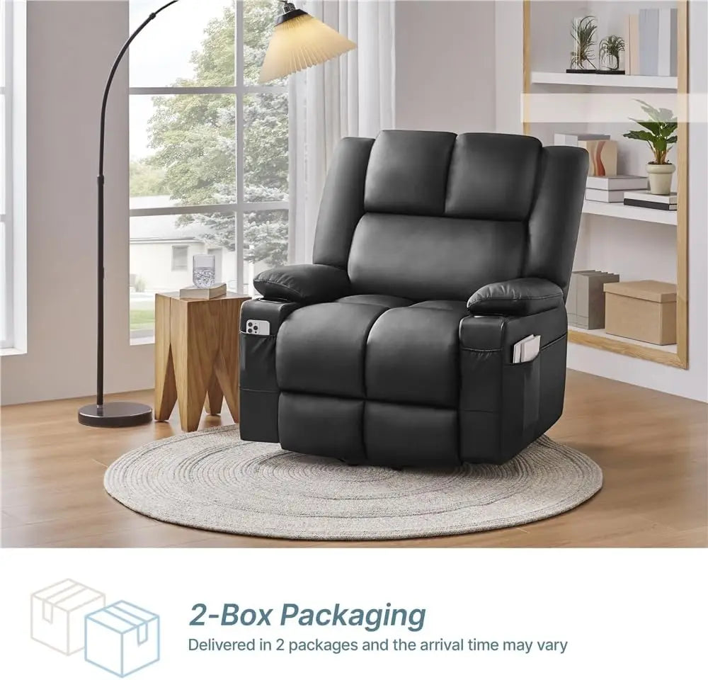 Large Electric Power Lift Recliner Chair, PU Leather Massage Chair with Heat and USB Port for Elderly, Ergonomic Lounge Chair
