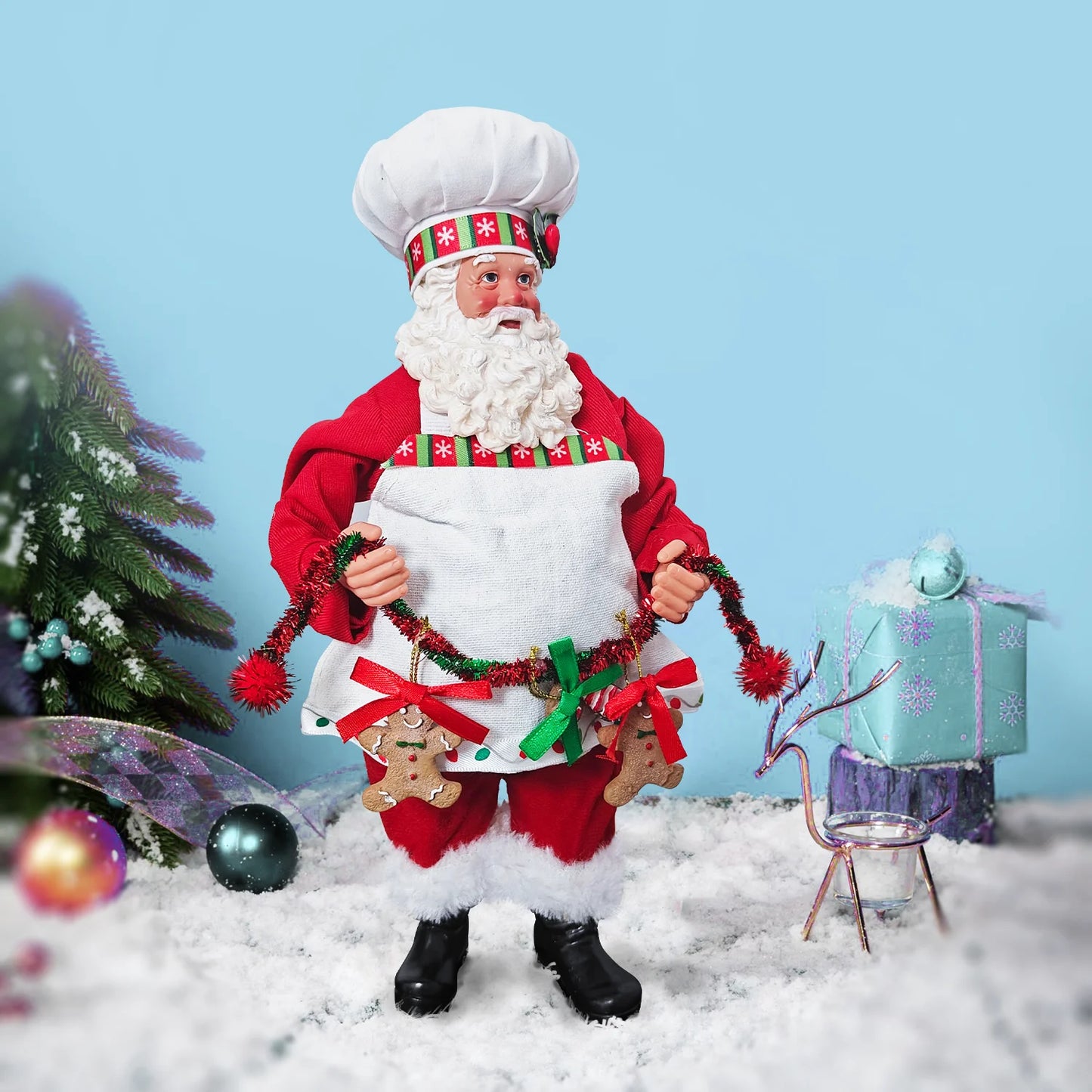 11-Inch Adorable Santa Claus Figurine - Vibrant Polyester Christmas Decoration for Holiday Parties, Events, and Home Display