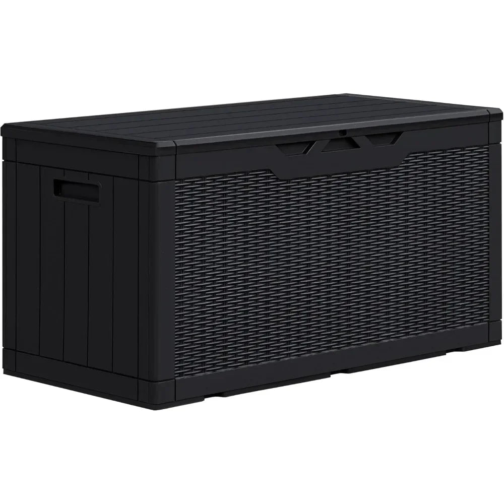 New arrivals 100 Gallon Resin Deck Box,Outdoor Large Storage Box,Weatherproof and UV Resistant,Lockable Storage Container