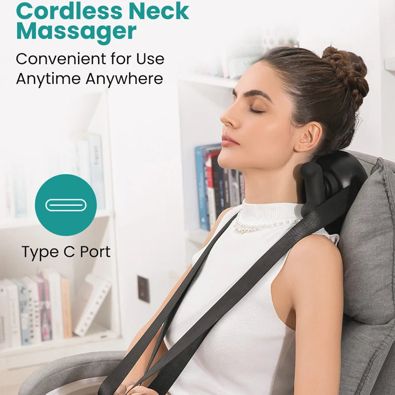 Nekteck Cordless Neck Massager Shiatsu Neck and Shoulder Massager with Heat Electric Deep Tissue 6D Kneading