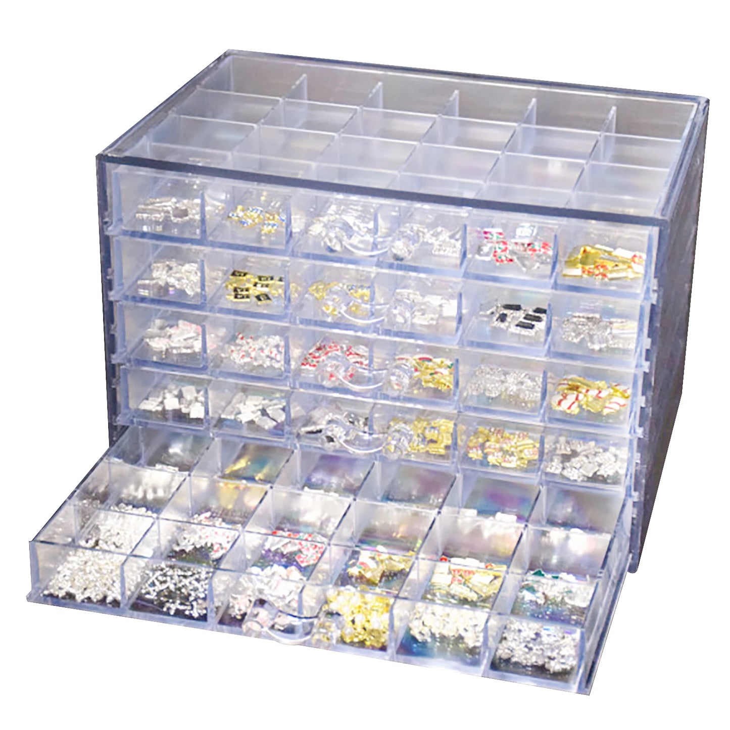 120 Grids Acrylic Nail Art Display Tray Cosmetics Beads Storage Box Clear Box