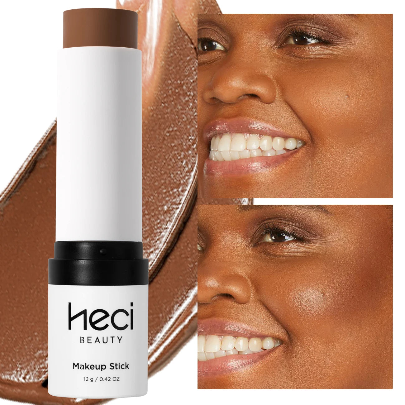 Shine-Free&Balance Foundation Stick with Soft Brush,Buildable, Blendable Versatile Pigment Base Rich Formula for Dark Skin