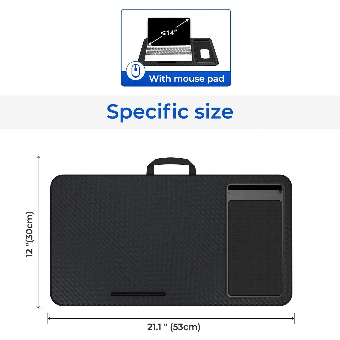 Lap Desk Home Office Pro Mouse Pad and Phone Holder 21.1x12inch Anti-Slip Strip PORTABLE LIGHTWEIGHT for Bed Sofa Couch Travel