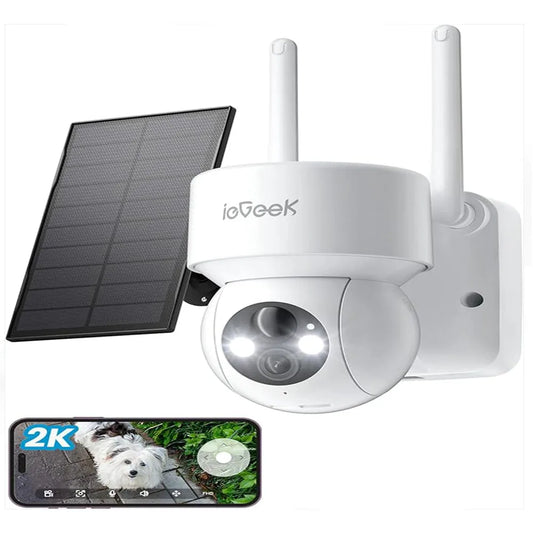 ieGeek  2K 3MP WiFi Security Cameras Wireless Outdoor,  for Home Surveillance, 360 PTZ Battery Powered Cam with Solar Panel