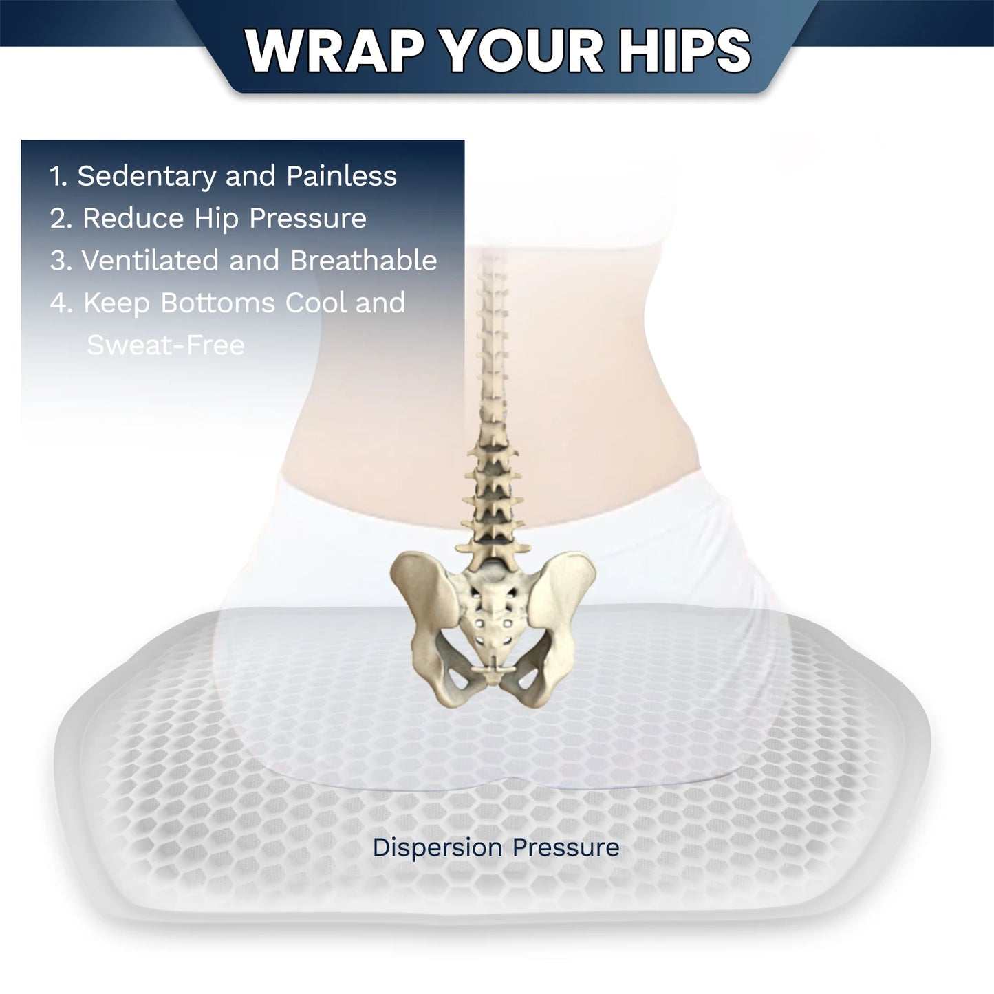 Comfort Gel Seat Cushion Soft Pad Back Pain Pressure Relief For Car Office Chair