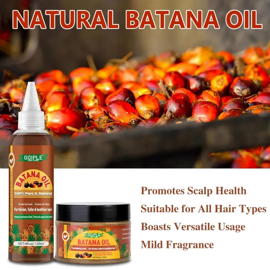 100% Raw Batana Oil for Hair Growth Serum Prevent Hair Loss Repairs Damaged Deeply Nourish Scalp Hair Mask for Thicker Treatment