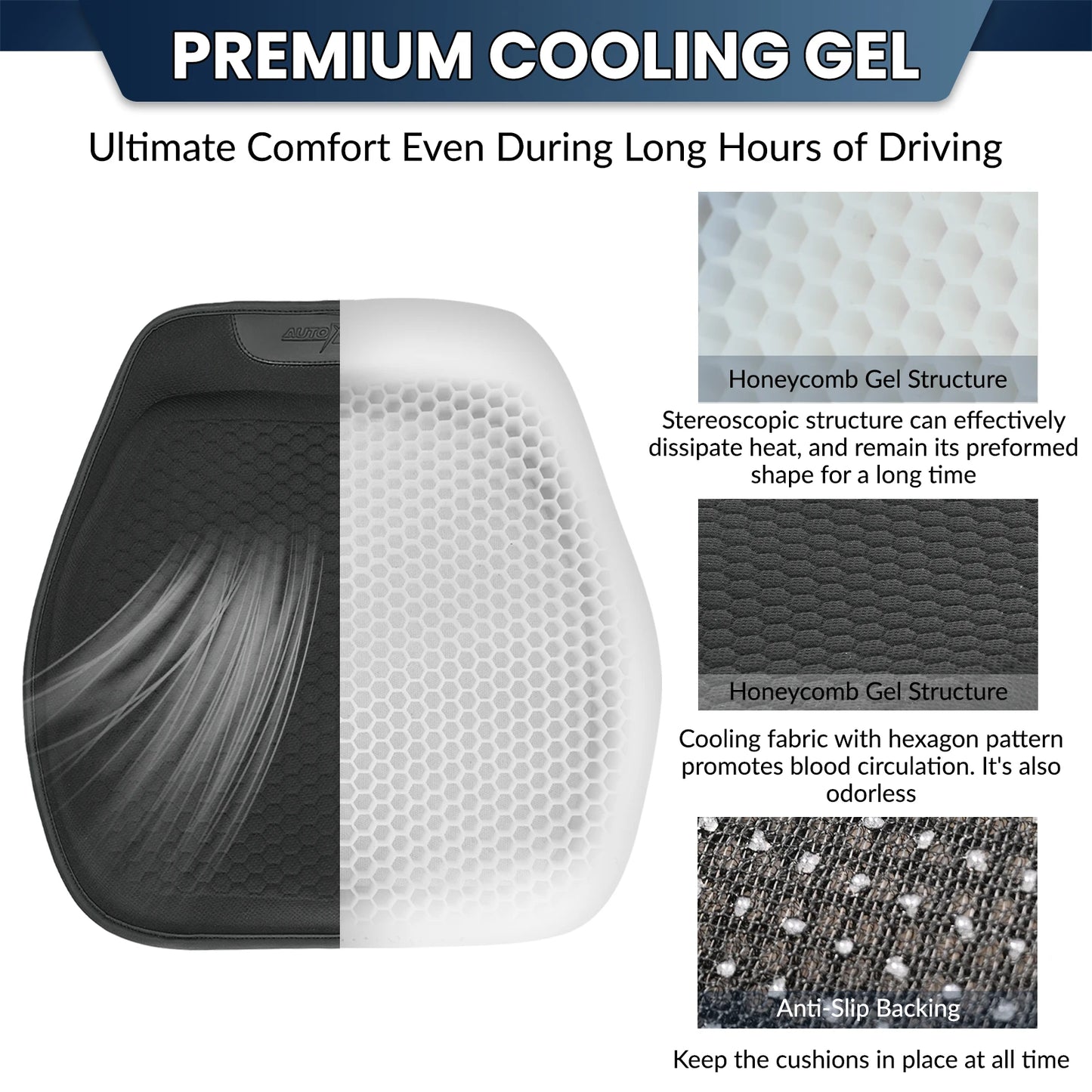 Comfort Gel Seat Cushion Soft Pad Back Pain Pressure Relief For Car Office Chair