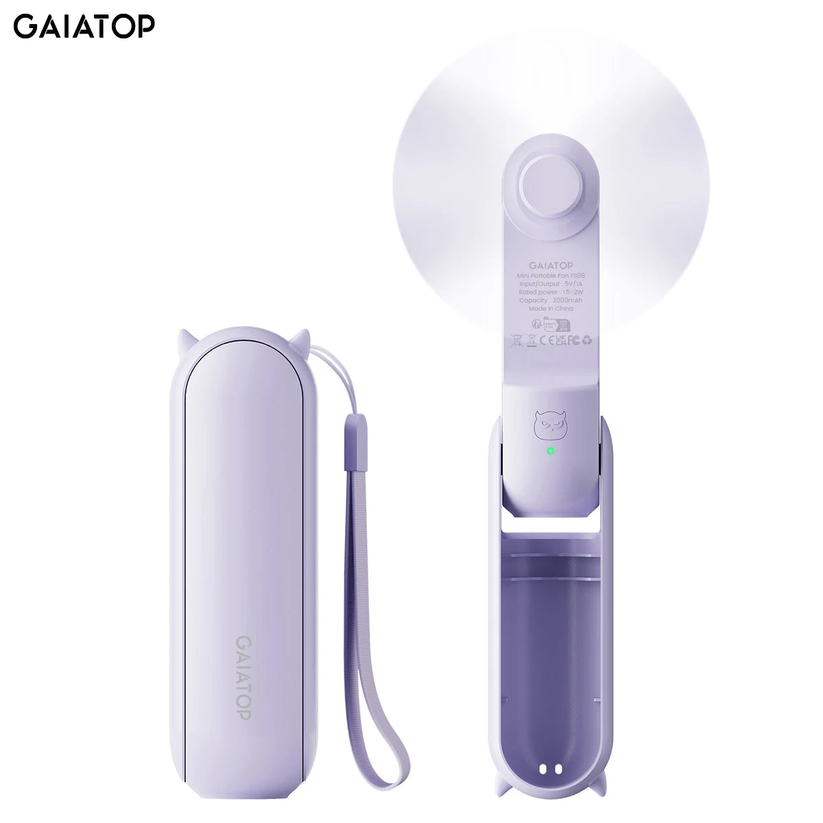 Portable Handheld Fan, Mini Rechargeable Folding Fans with Power Bank USB Battery Operated, Small Pocket Design for Travel Lash