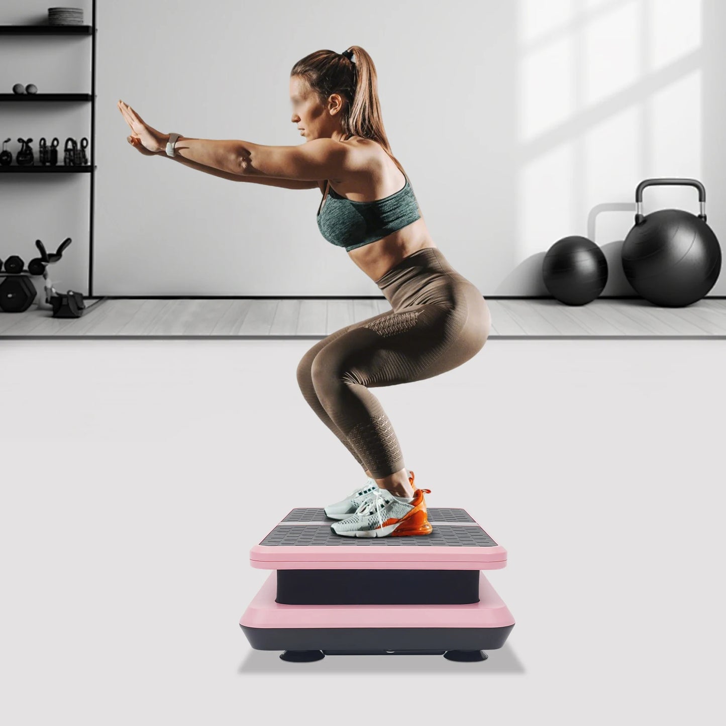 Vertical Vibration Plate Machine 330LBS Capacity Whole Body Workout Fitness Equipment w/ Remote Control & Resistance Bands