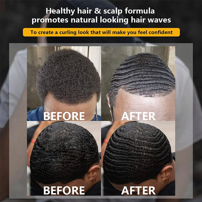 360 Style Wave Control Pomade Strong Hold Deep Waves Layered Gel with Brush Kit Wavy Grease Styling Wax for African Black Men