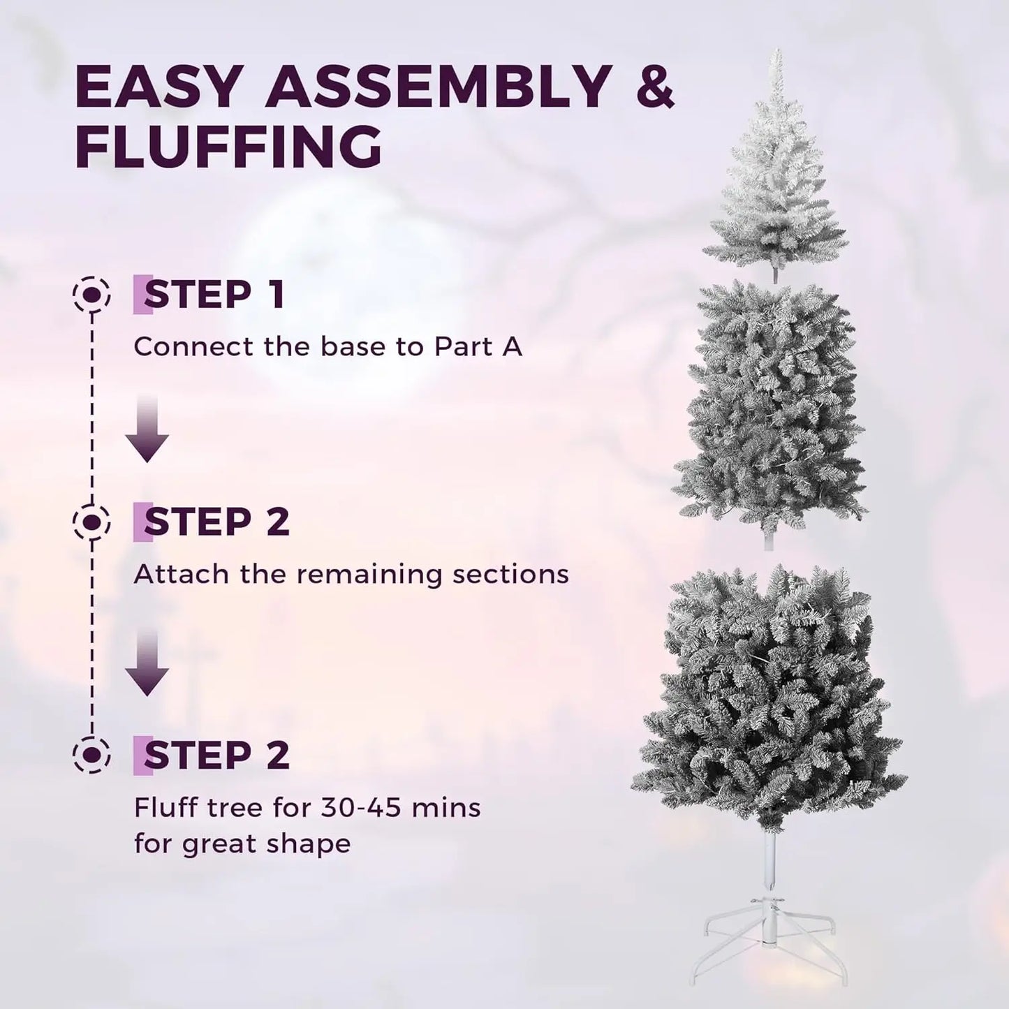 6Ft 7.5FT Prelit Christmas Tree with Lights Slim Artificial Halloween Tree Fake Pencil Tree Automatic Branches For Holiday Decor