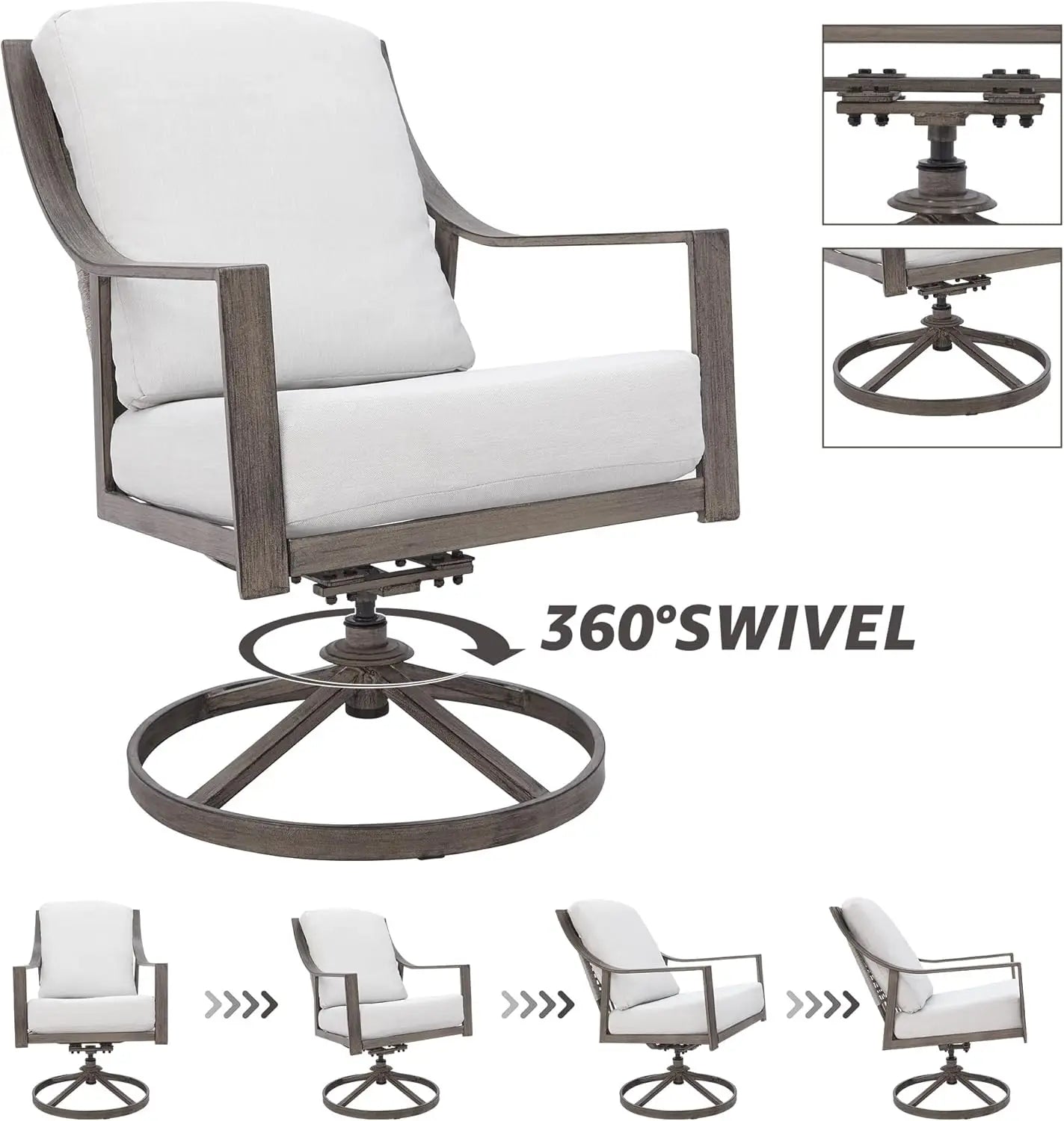 5-Piece Outdoor Patio Dining Set, 4pcs Patio Swivel Rocking Chairs and 38’’ Round Dining Table with 1.65’’ Umbrella Hole