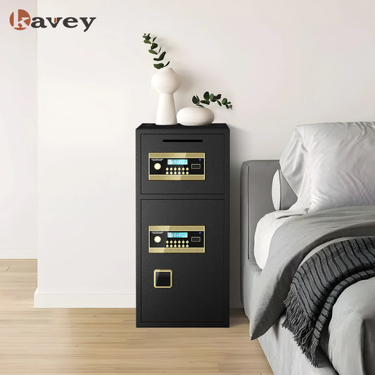 Kavey 6.5 Cub Fireproof Safe Box LCD Screen and Hidden Password Function, Large Safe with Deposit Slot and Dual Alarm System