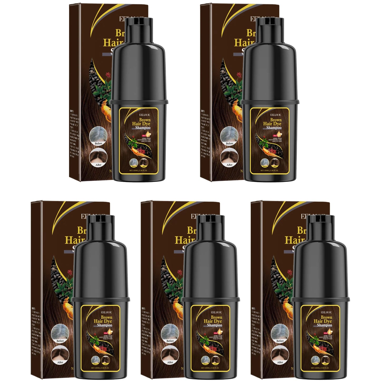 3-in-1 Hair Dyeing Shampoo Rapid Hair Dyeing Repair Dry Cleaning Nourishing Hair Roots Restoration Hair Coloring Black Shampoo