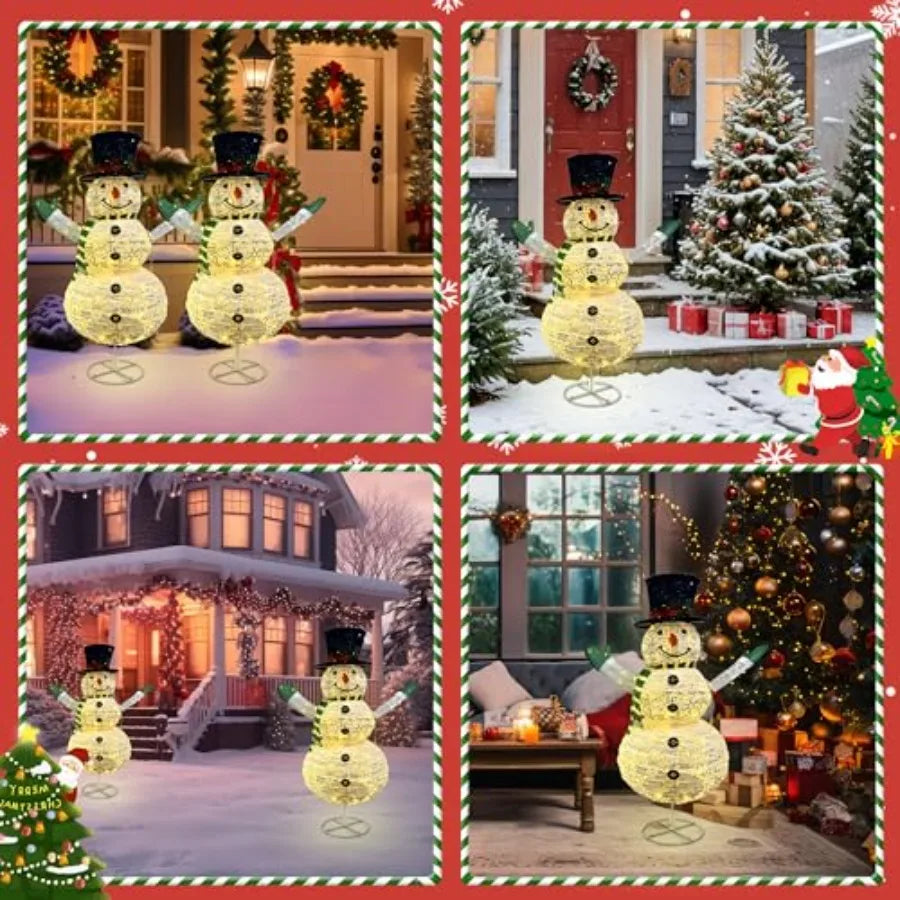 48 Inch Collapsible LED Lighted Christmas Snowman Decoration with 100 Bright LED Lights for Outdoor Holiday New Year and Winter