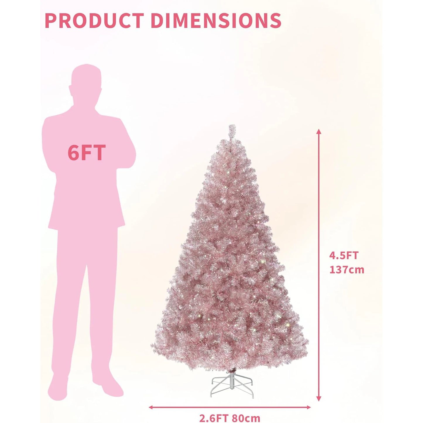 4.5Ft/6Ft/7.5Ft Christmas Tree Artificial Xmas Tree With Sturdy Metal Stand Realistic Branch Tips Xmas Holiday Decoration