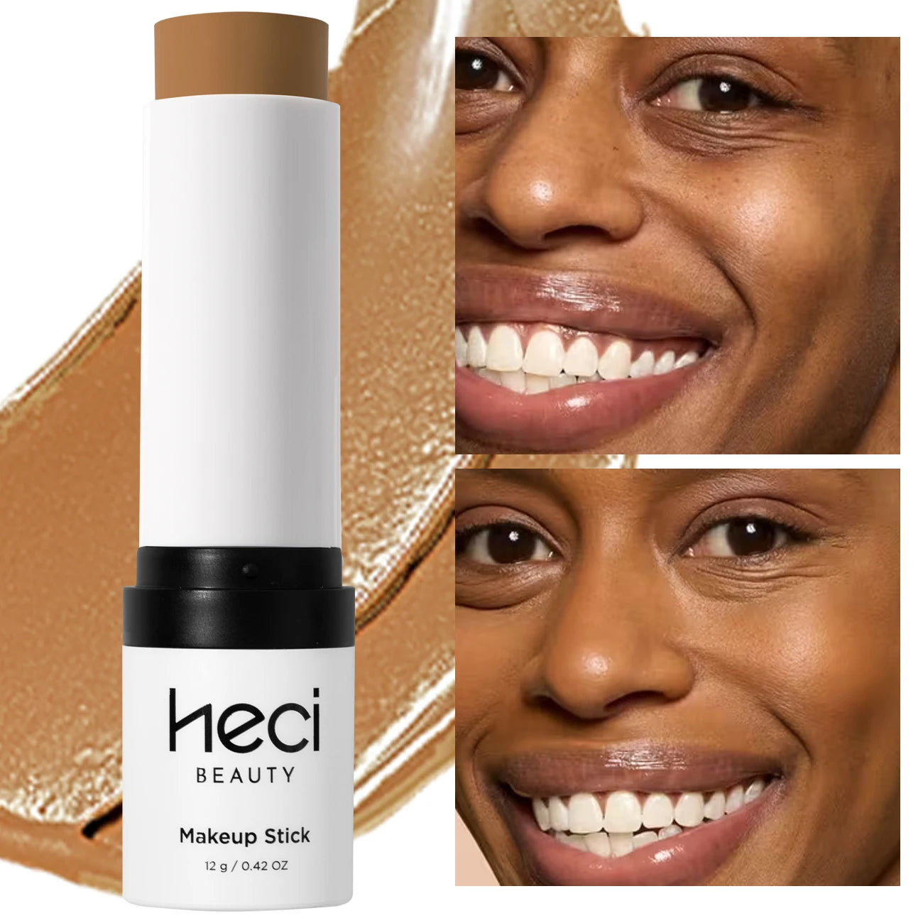 Shine-Free&Balance Foundation Stick with Soft Brush,Buildable, Blendable Versatile Pigment Base Rich Formula for Dark Skin