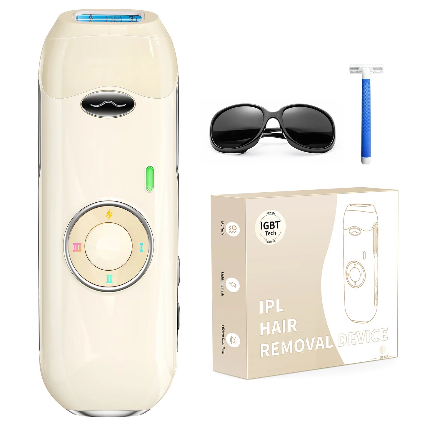 Laser Hair Removal IPL 0.8s Pulse Unlimted Flashes Painless Permanent Hair Remover for Women/Men Face/Bikini/Legs (Dual Voltage)