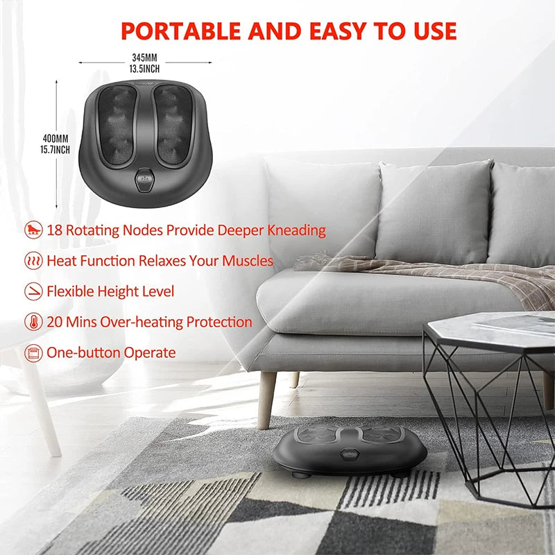 Nekteck Electric Foot Massager with Heat Compress Deep Kneading Shiatsu Massage Heel Sole Point Relieve Muscle Tiredness