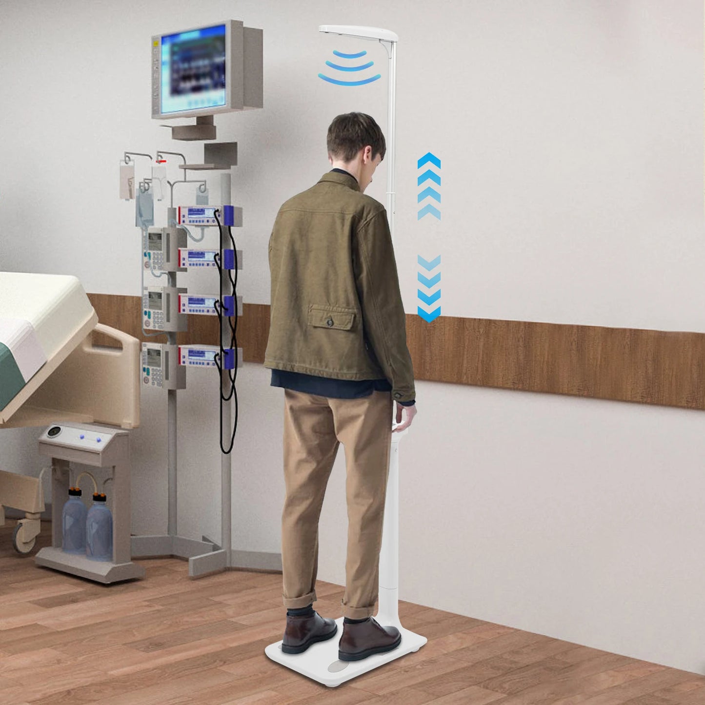 Body Weight Scale with Ultrasonic Technology, LCD Display for Weight, BMI, Body Fat, Muscle, Durable ABS and Aluminum Alloy