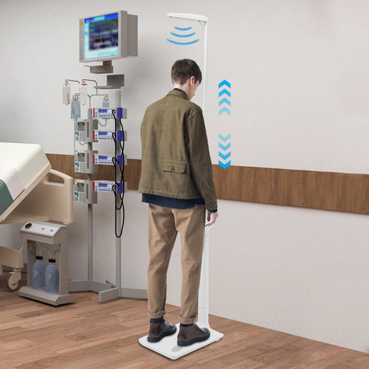 Body Weight Scale with Ultrasonic Technology, LCD Display for Weight, BMI, Body Fat, Muscle, Durable ABS and Aluminum Alloy