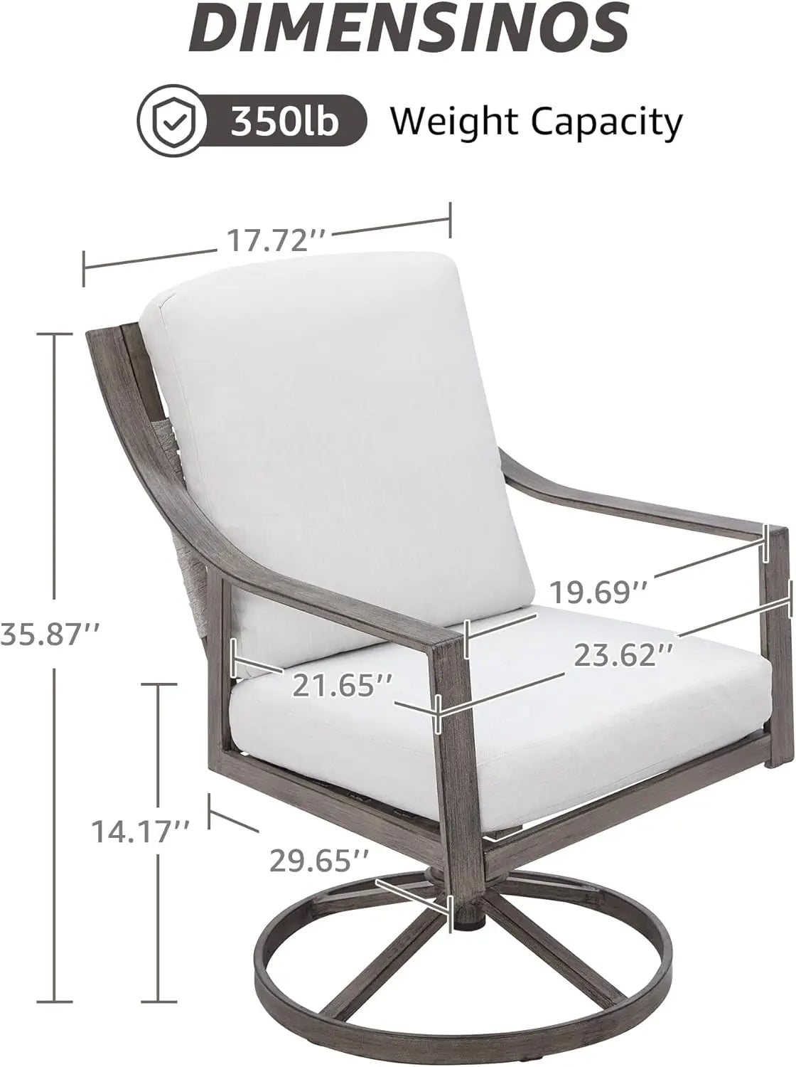 5-Piece Outdoor Patio Dining Set, 4pcs Patio Swivel Rocking Chairs and 38’’ Round Dining Table with 1.65’’ Umbrella Hole