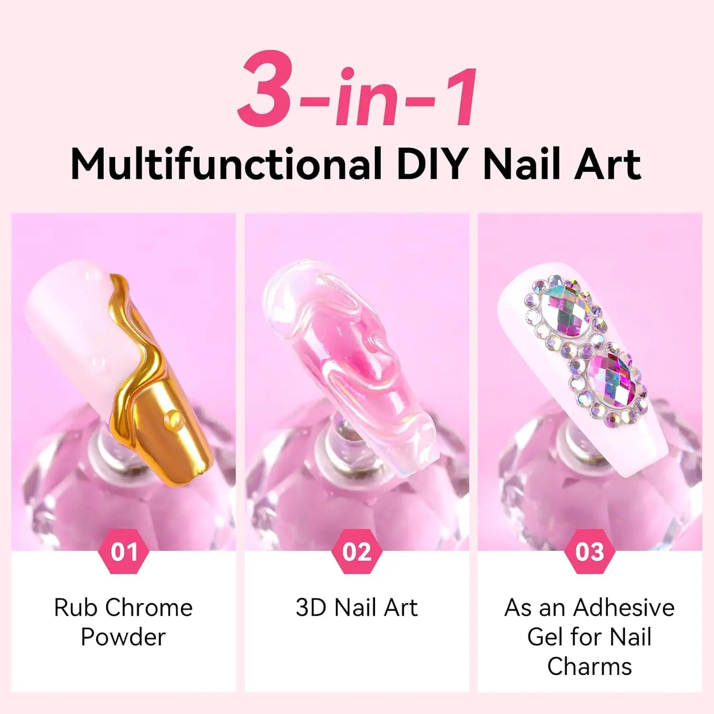 Makartt 3D Gel - Nail Sculpting Gel Nail Glue 15g No Wipe Clear Black Gel Polish for Nail Designs DIY Nail Art Drawing, Molding