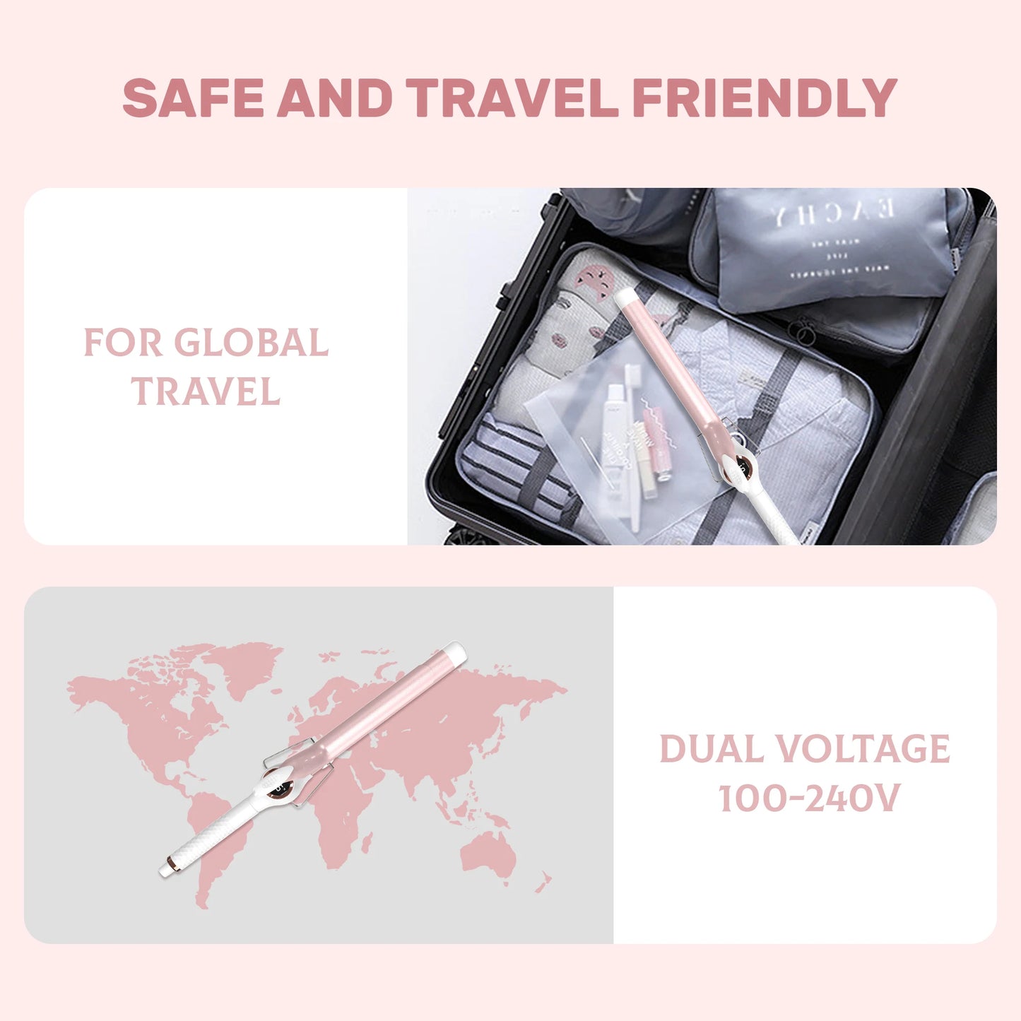 SEJOY Electric Hair Curling Wand 1 inch Automatic Rotating Curling Iron for Professional Big Waves and Inward Curls 110-240V