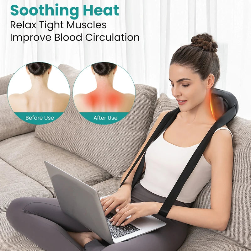 Nekteck Cordless Neck Massager Shiatsu Neck and Shoulder Massager with Heat Electric Deep Tissue 6D Kneading