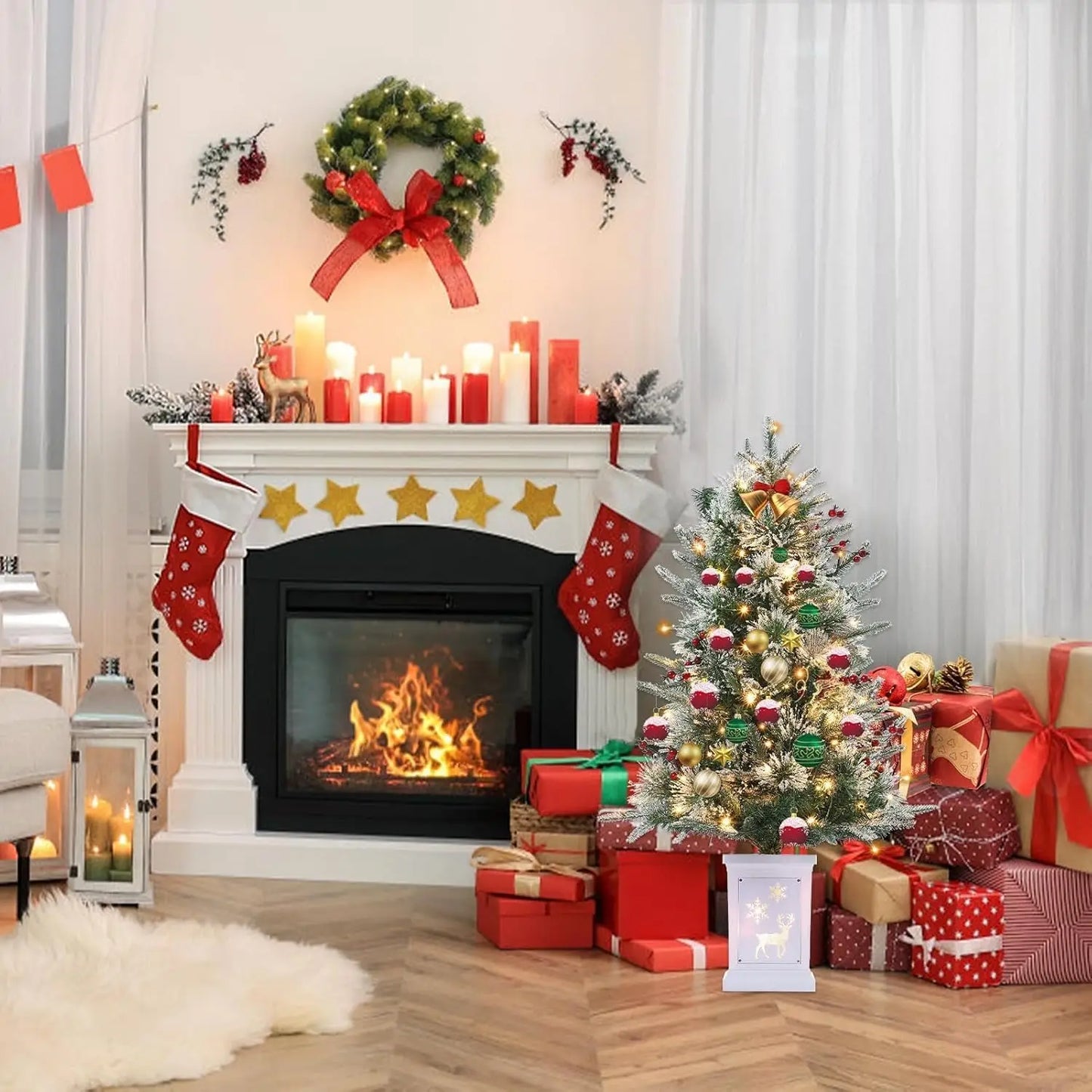 3 Ft Pre-Lit Christmas Tree Artificial Christmas Trees With Lighting Xmas Trees With 78 Led Lights Christmas Decoration For Home