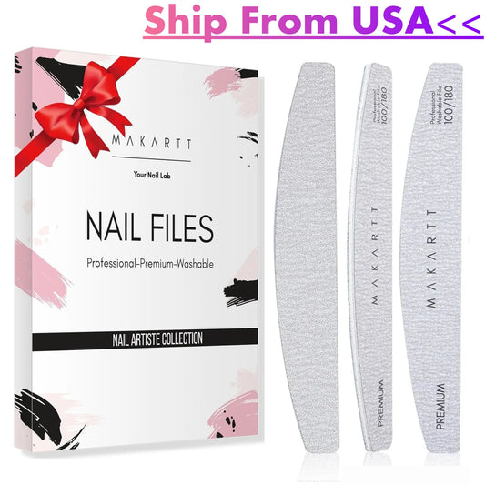 Makartt Nail File 100/180 Grit Emery Boards for Nails, 10Pcs Doubled Sides Coarse Fingernail Filer for Acrylic and Extension
