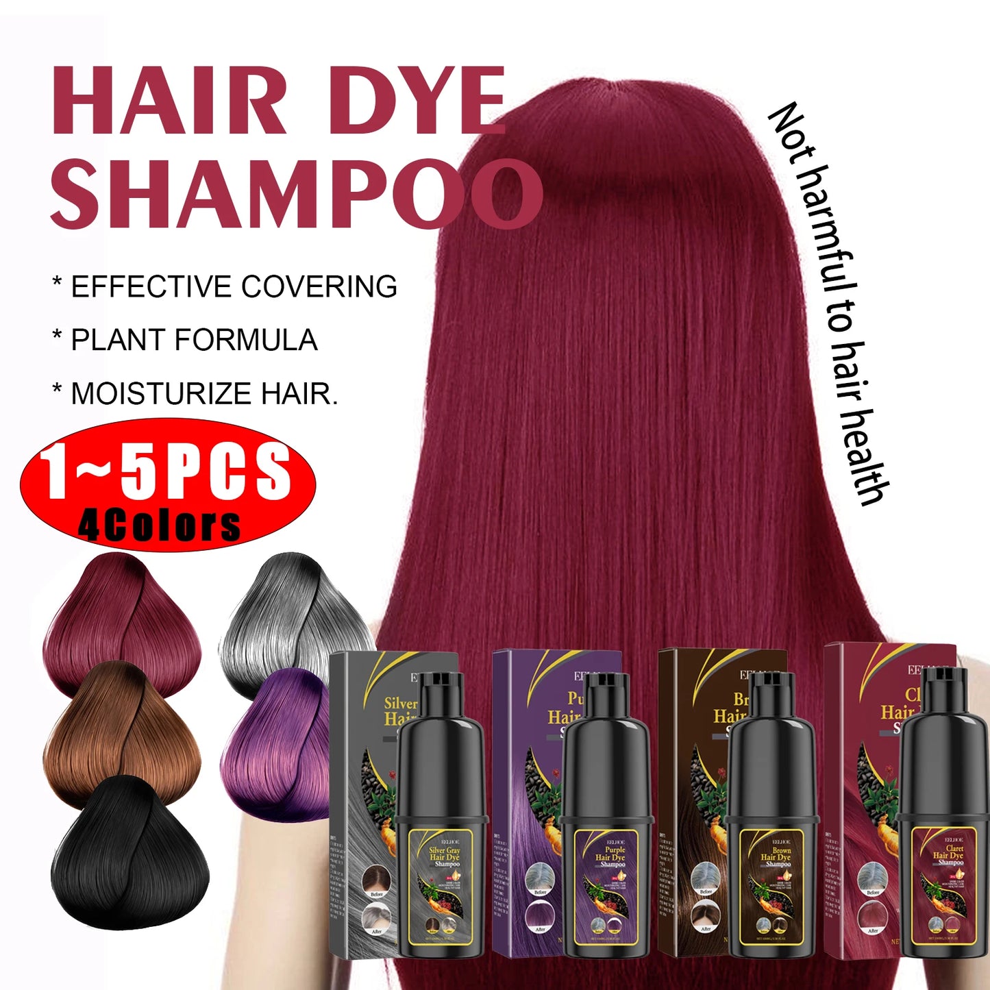 3-in-1 Hair Dyeing Shampoo Rapid Hair Dyeing Repair Dry Cleaning Nourishing Hair Roots Restoration Hair Coloring Black Shampoo