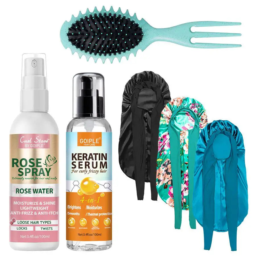 Keratin Protein Serum Repair Dry Damaged Heat Protectant Frizz Control Rose Water Spray for Moisturizes Locs n Twist Treatment