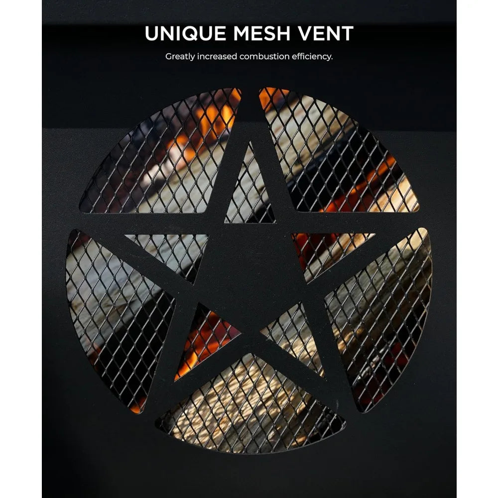 35 inch Fire Pit, Outdoor Fire Pit Wood Burning Fire Pits with Cooking Grill, Large Firepits for Outside Octagonal Heavy Duty Fi