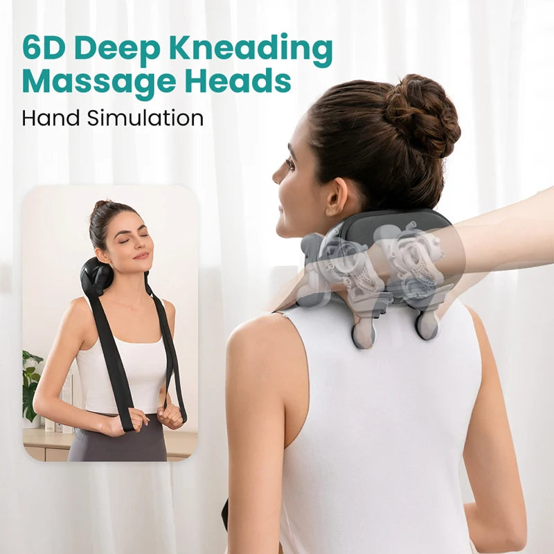 Nekteck Cordless Neck Massager Shiatsu Neck and Shoulder Massager with Heat Electric Deep Tissue 6D Kneading