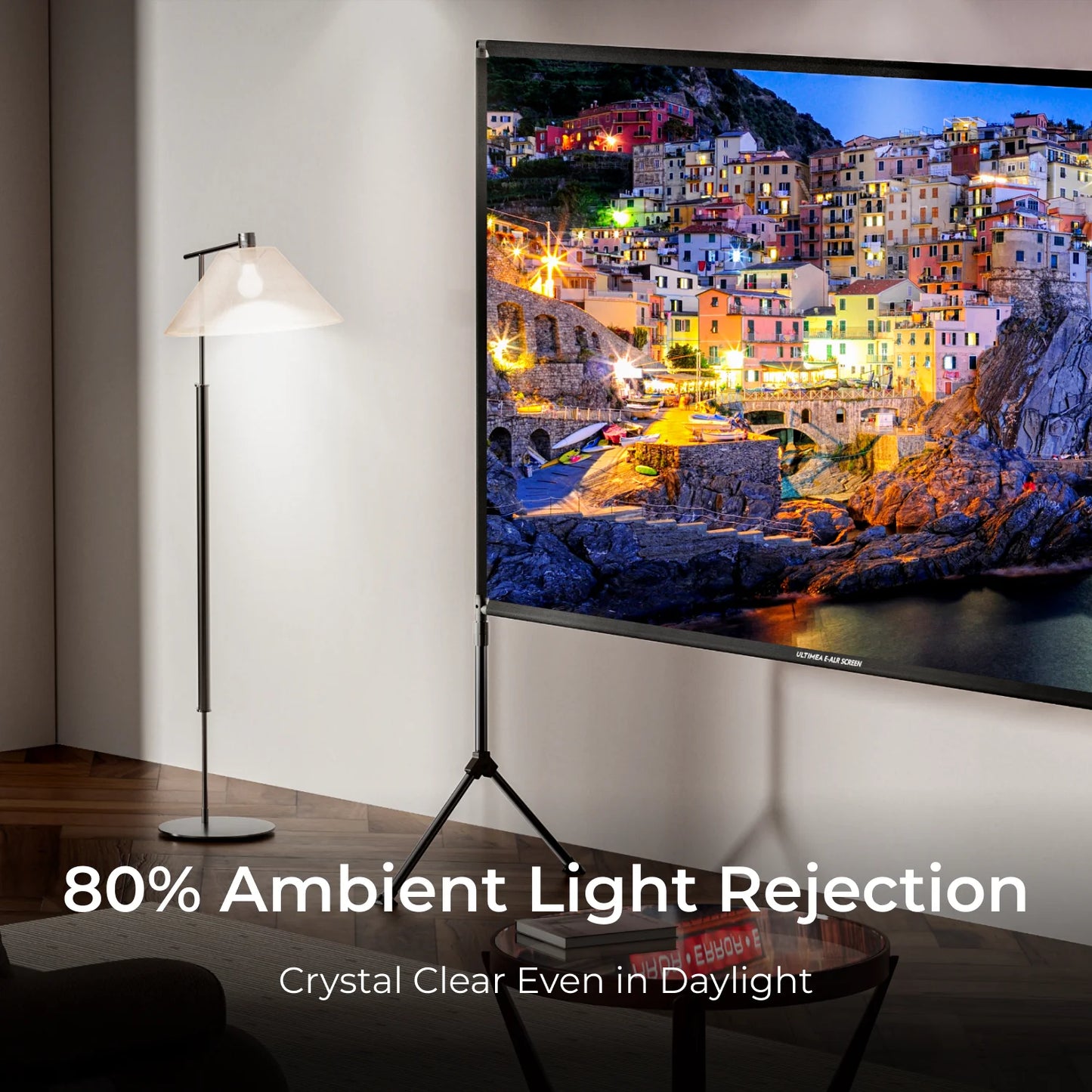 ULTIMEA E-ALR Projector Screen With Stand 2.0 Gain Value 4K HD Enhanced Ambient Light-Rejecting Screen For Outdoor, Home Theater