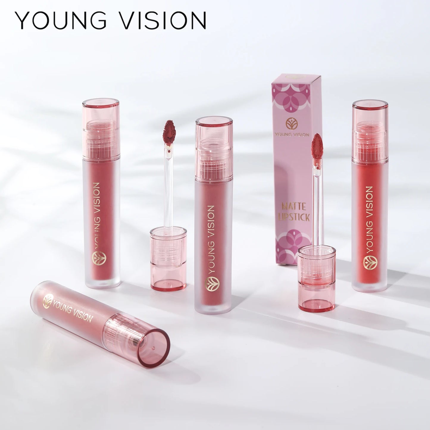 YOUNG VISION's 6-color Matte Velvet Lip Paste is a non-sticky, long-lasting liquid lipstick that is comfortable to wear.