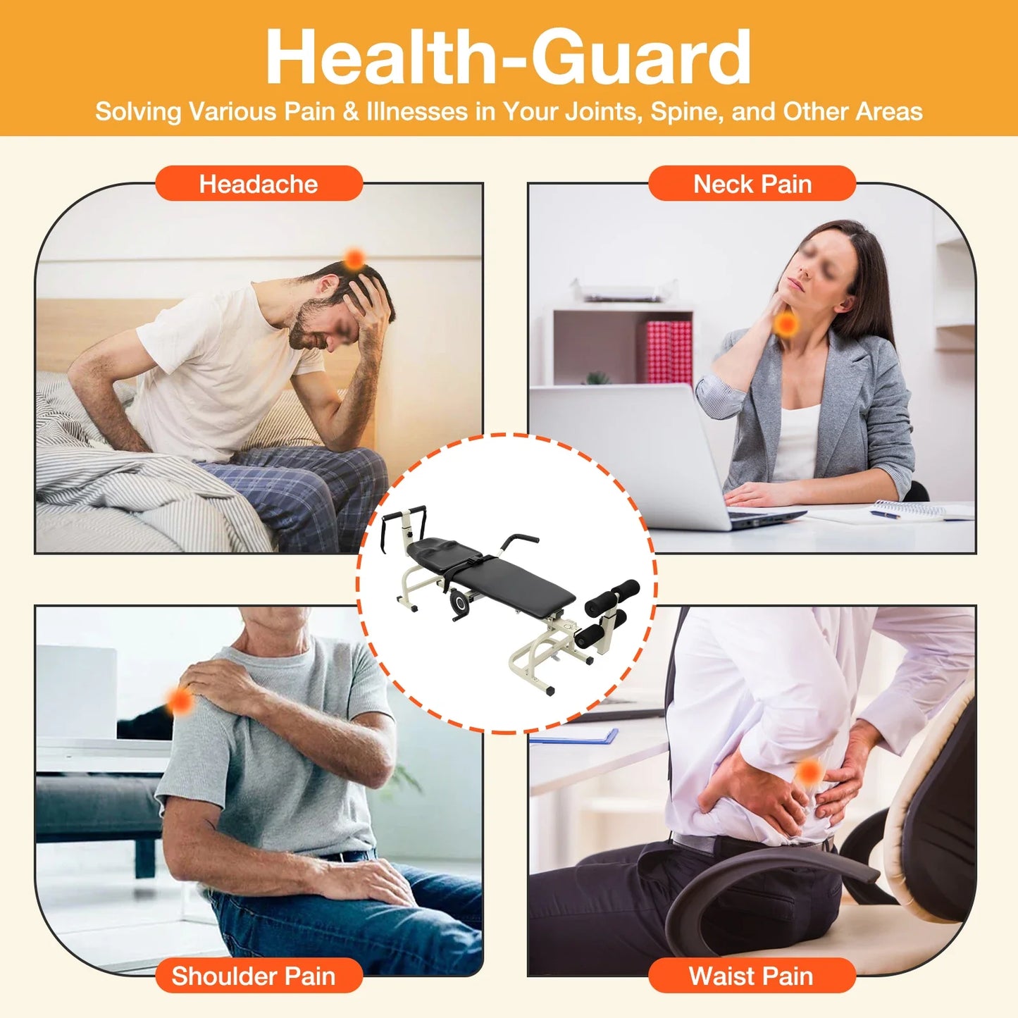 Multifunctional Body Stretcher – Health Guard for Cervical, Back Pain Relief, Adjustable Steel Frame, 120kg Capacity, Home Gym